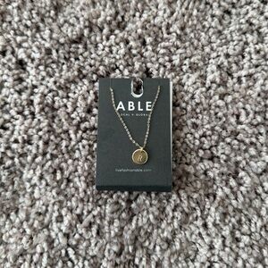 “R” Initial Able Gold Pendant Necklace